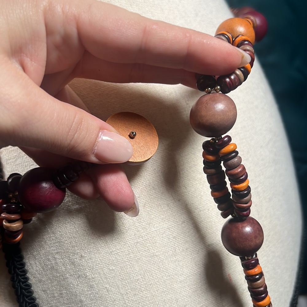 Vintage Wood Bead And Tassel Belt - image 8